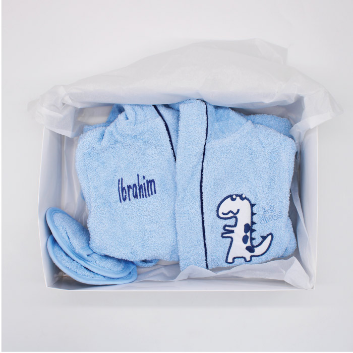 blue bathrobe set box